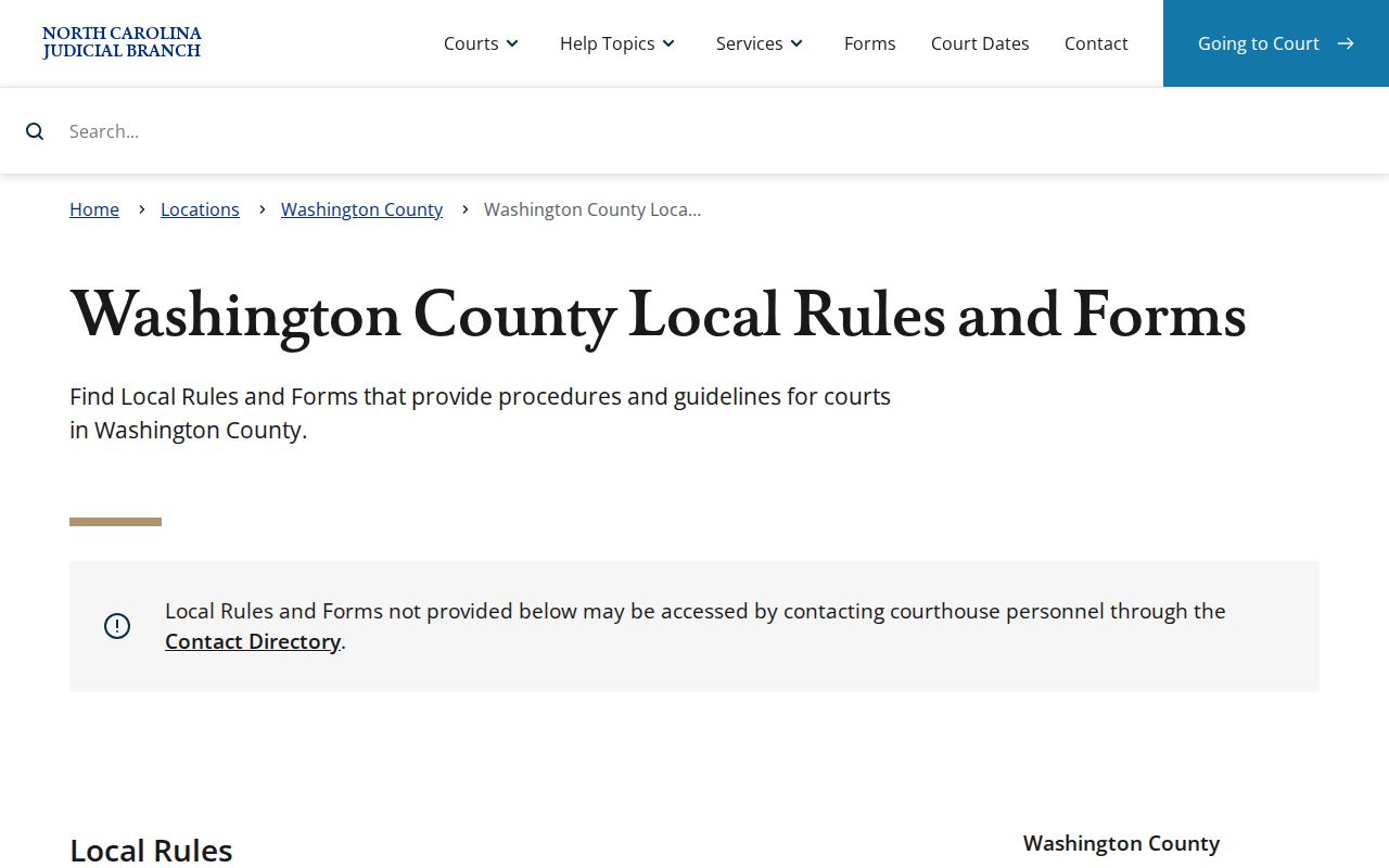 Washington County court dates District 2 local rules and hearing procedures