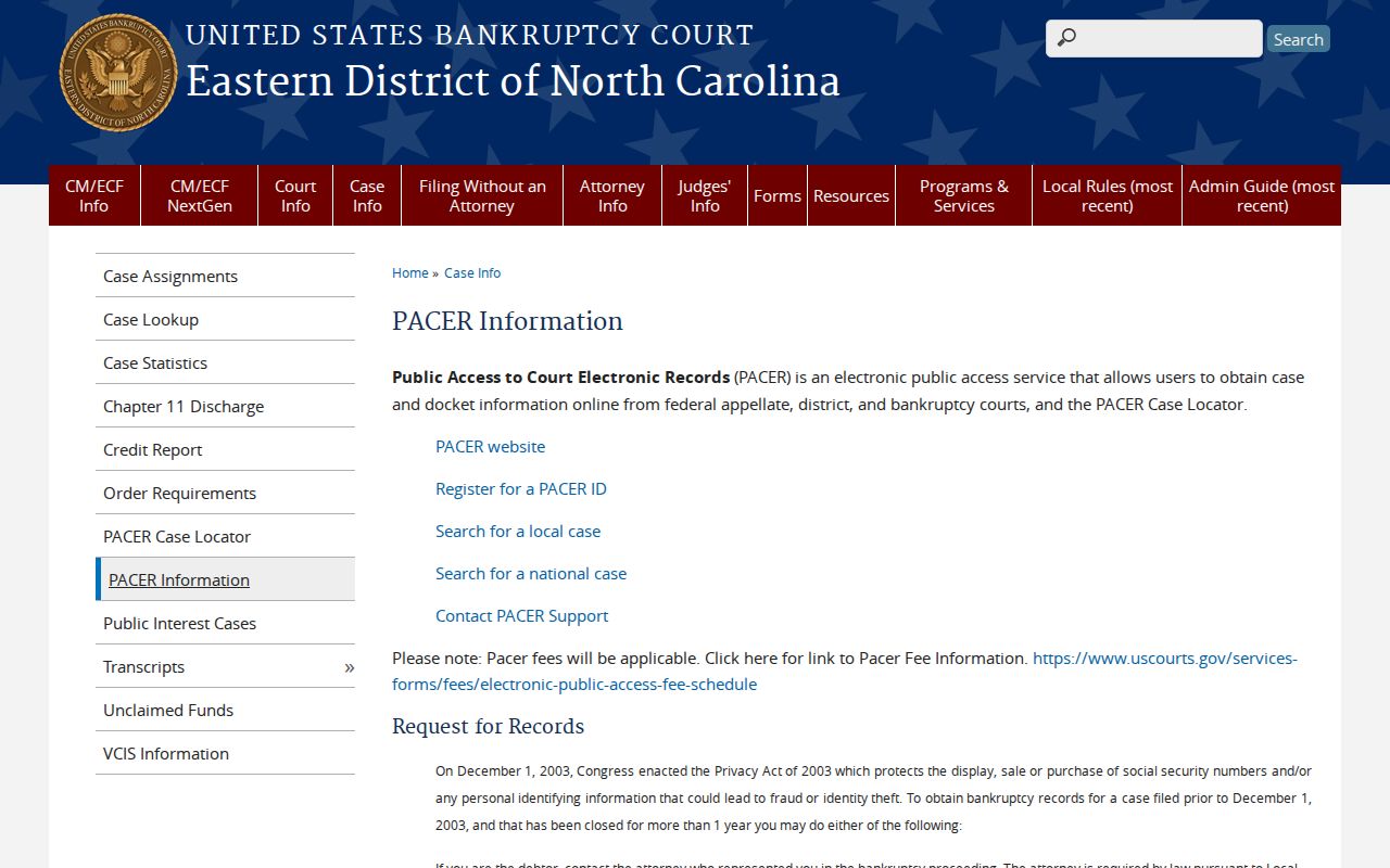 Washington County court records bankruptcy PACER access