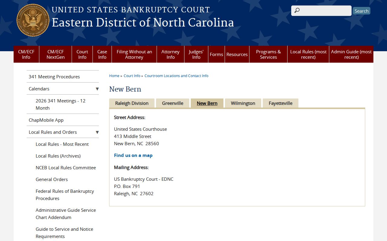 Washington County court records federal bankruptcy New Bern location