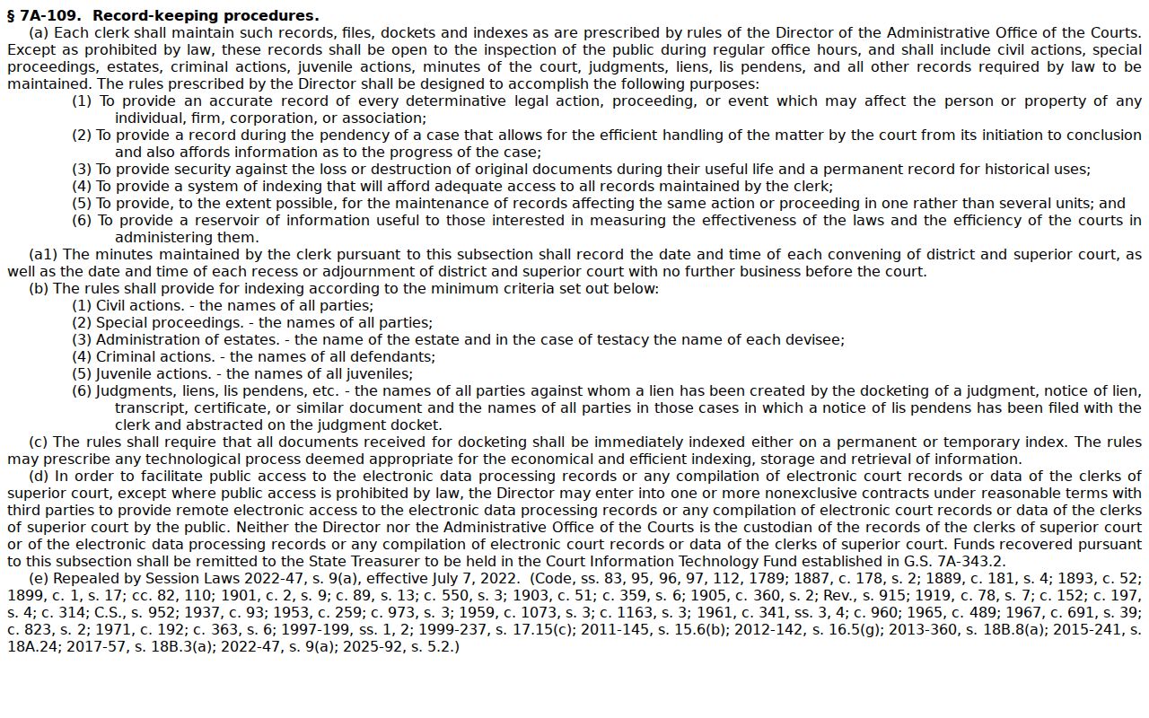 Roper court docket public inspection statute information